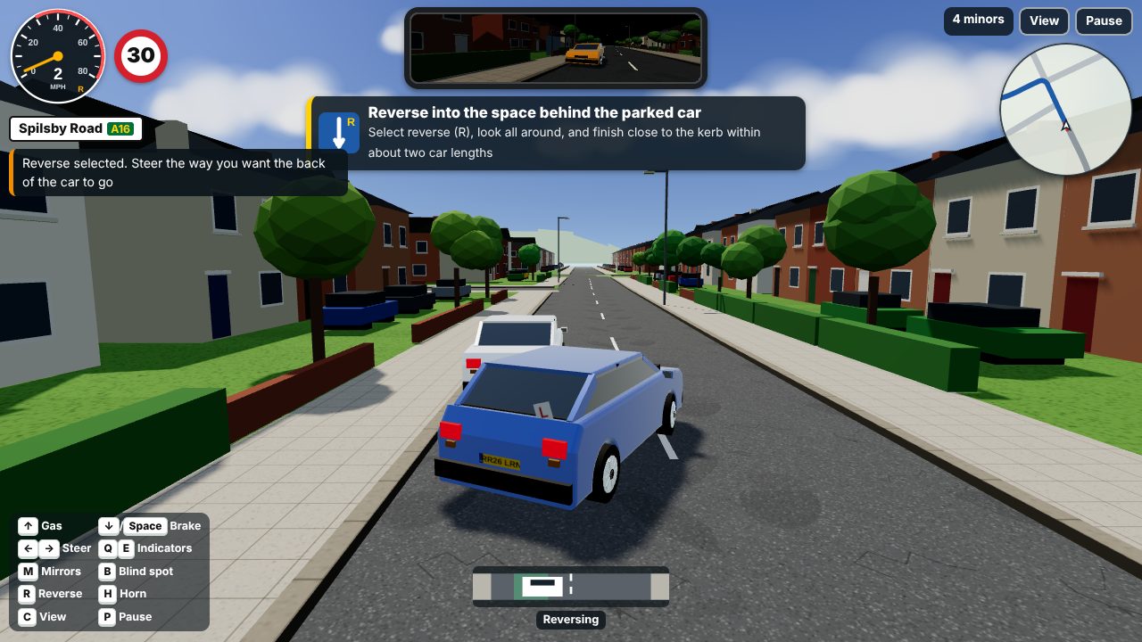 Reversing into a parking space behind a parked car